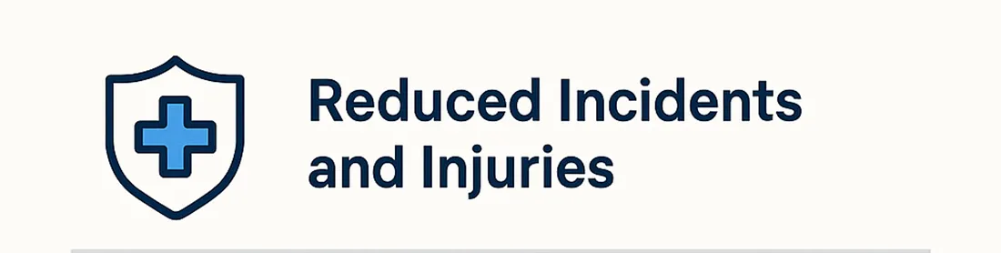 Shield with medical cross beside the benefit "Reduced Incidents and Injuries"