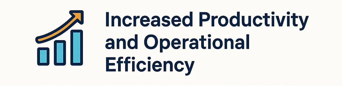 Rising bar chart icon beside the benefit "Increased Productivity and Operational Efficiency"
