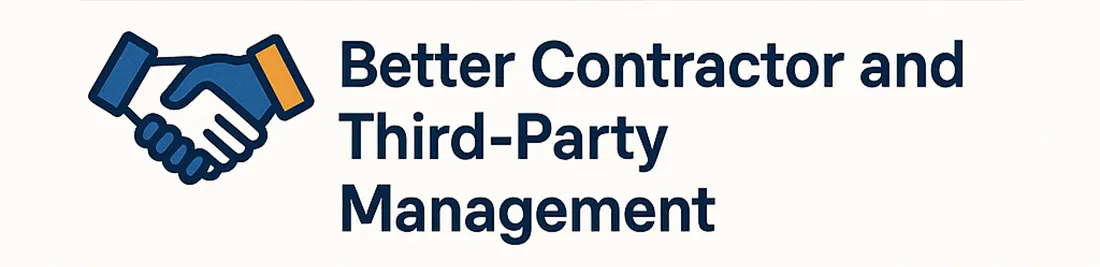 Handshake icon beside the benefit "Better Contractor and Third-Party Management"