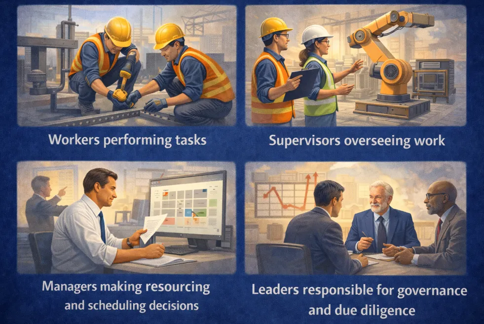 Who needs hazard identification training: workers performing tasks, supervisors overseeing work, managers making scheduling decisions and leaders responsible for governance
