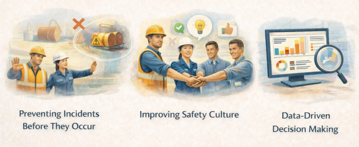 Benefits of hazard reporting apps: preventing incidents before they occur, improving safety culture, and data-driven decision making