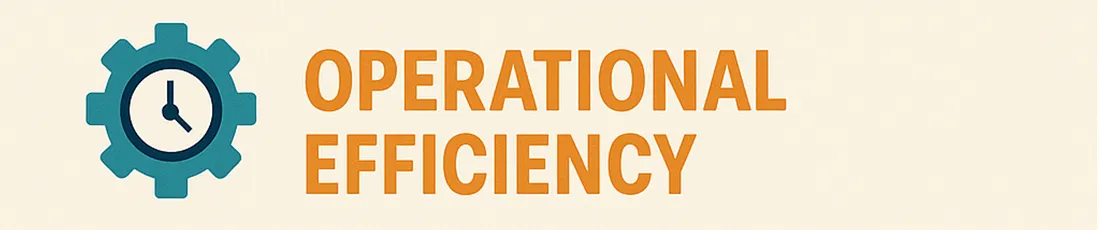 Banner reading "Operational efficiency" with a gear and clock icon
