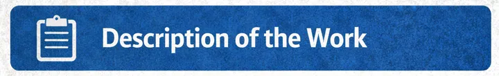 Section banner reading Description of the Work, the first key component of a Safe Work Method Statement
