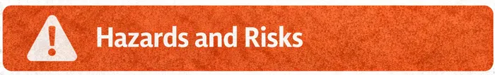 Section banner reading Hazards and Risks, a key component of a Safe Work Method Statement