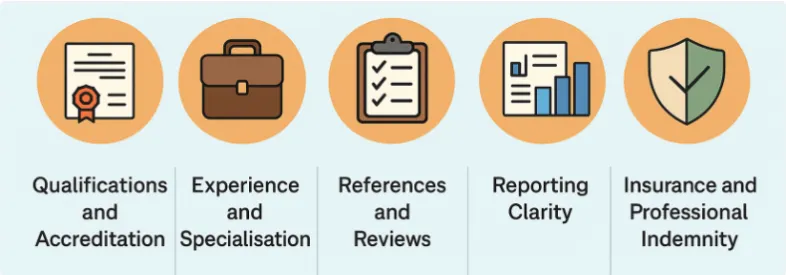 Choosing a home safety consultant: qualifications and accreditation, experience and specialisation, references, reporting clarity, and insurance and professional indemnity