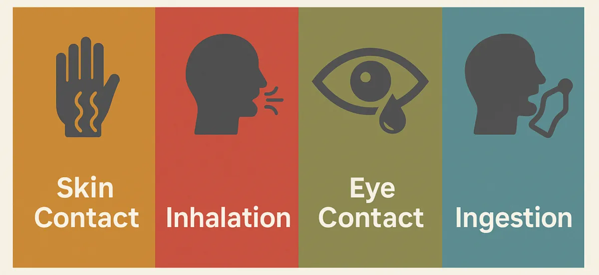Diesel exposure routes: skin contact, inhalation, eye contact and ingestion