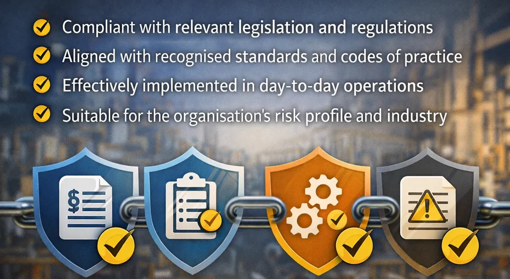 WHS audits check that safety systems are compliant with legislation, aligned with standards, effectively implemented and suited to the organisation's risk profile